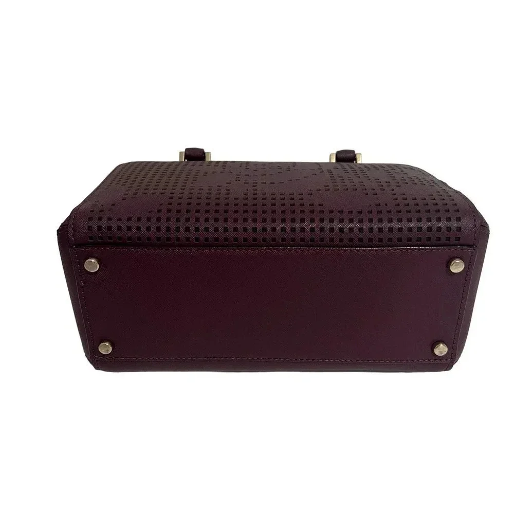 Kate Spade Perforated Cameron Street Burgandy Barrel Pocketbook & Billfold - Picture 5 of 16